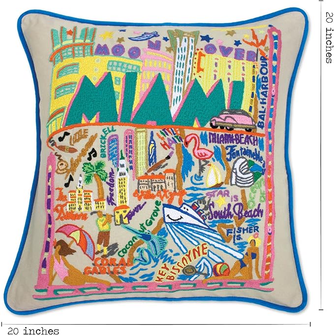 Catstudio Miami Embroidered Decorative Throw Pillow
