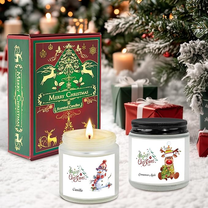 Christmas Scented Candles for Home, 6 Pack Soy Set, 21 oz Jar, Perfect Gifts for Women/Coworker/Girlfriend/Friends
