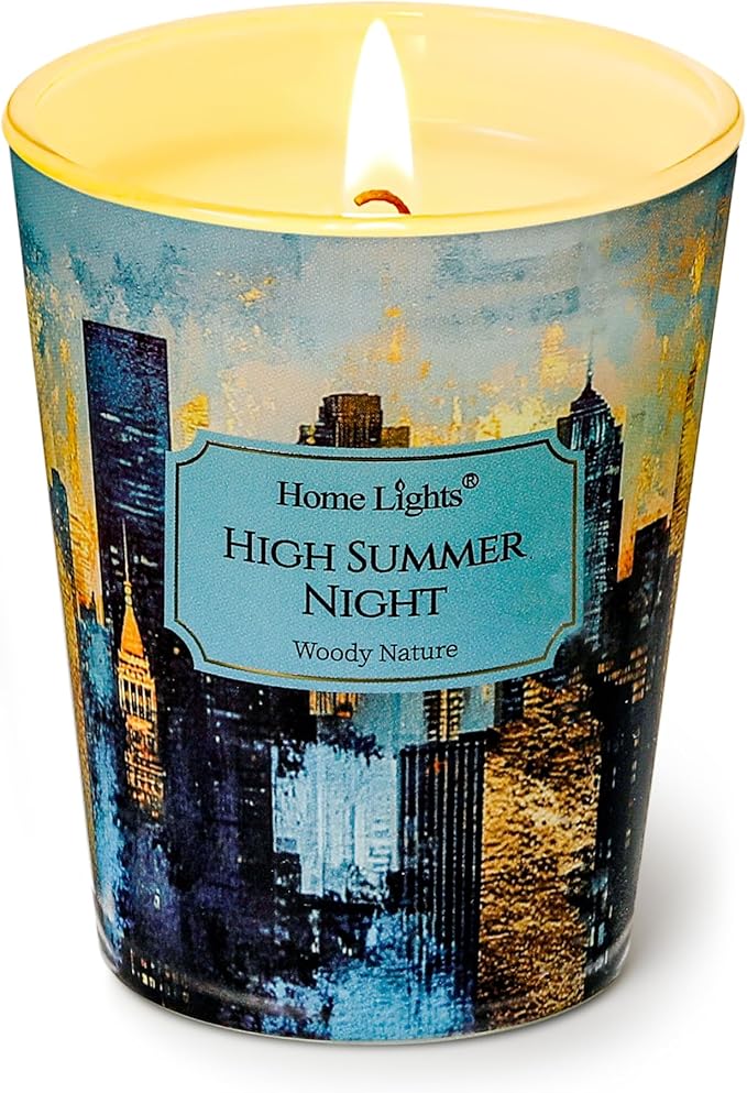 HomeLights High Summer Night Scented Candles | 6.7oz Soy Candles Industrial Chic Large Candle Jars | Ideal Candle Gifts for Events, Home Decor Stress, Relief & Relaxation