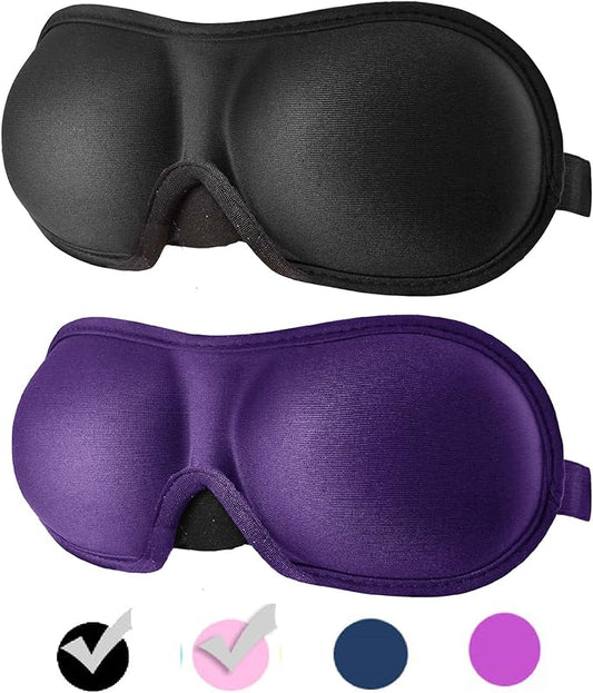 3D Eye mask for Sleeping,Machine Washable, Sleep Mask for Women, Blinder Blindfold Airplane (Black+Purple)