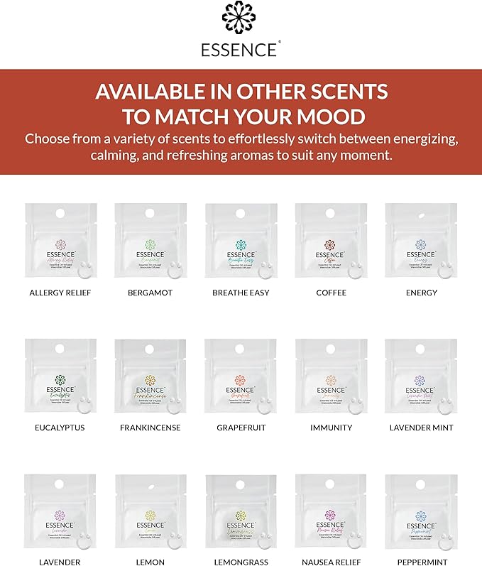 Essence Wearable Aromatherapy Nasal Diffuser – Frankincense Essential Oil Nose Ring Silicone Inhaler for Stress & Mood Support - Made in USA & Travel-Friendly (3 Pack)