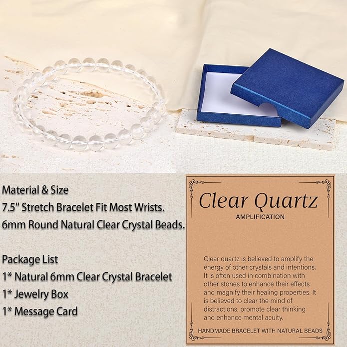 LPBeads Handmade Natural Gemstone Stretch Elastic Bracelet Healing Crystal Round Stone Beads Jewelry Gifts for Women Men