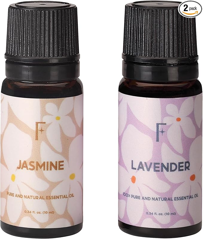 Folkulture Pure Essential Oils for Diffuser Oil | Jasmine & Lavender Essential Oils Set of 2 Fragrance Oil | Diffuser Scents for Home | Diffuser Essentials, Fragrance