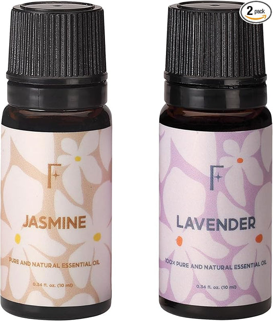 Folkulture Pure Essential Oils for Diffuser Oil | Jasmine & Lavender Essential Oils Set of 2 Fragrance Oil | Diffuser Scents for Home | Diffuser Essentials, Fragrance