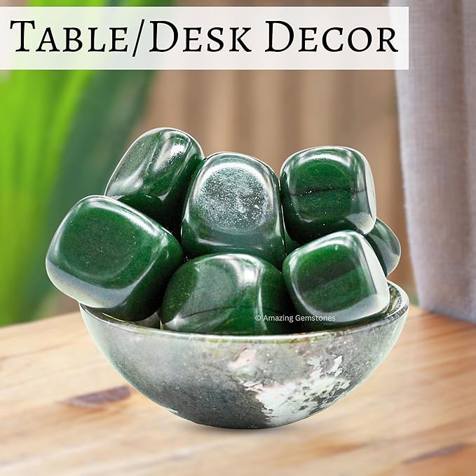 Amazing Gemstone Dark Green Aventurine Crystals and Healing Stones Tumbled - 1000+ Carats Dark Green Aventurine Stone, Healing Stones for Energy Balance, Premium Polished Gems Rocks for Meditation