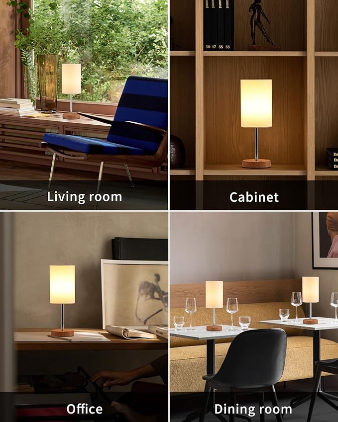 KDG Simple Cordless Table lamp, Portable Bedside 5000mAh LED Desk Lamp, 3 Brightness Levels Emergency Light, Linen Lampshade for Living Room, Bedroom, Dining Room, Night Light (Silver)