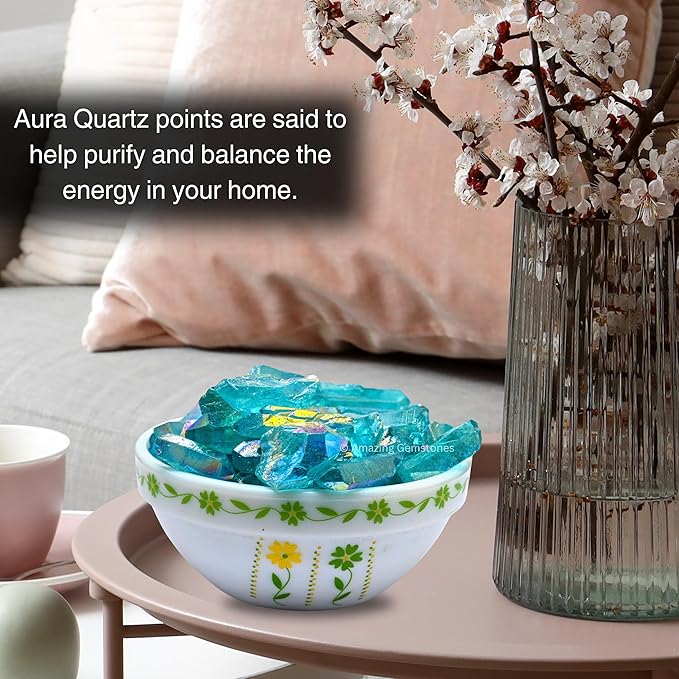 Amazing Gemstone 2 Pieces Aqua Aura Quartz Raw Pencil Points Crystals and Healing Stones, Natural Rocks for Meditation and DIY Raw Point Stones and Crystals