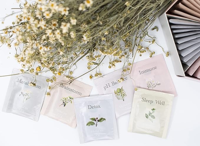 ACORUS Wellness Tea Set – Natural Herbal Tea Variety Pack, Gift Set of 6 Different Teas, 60 Bags Individually Wrapped, Herbal Sampler Box, Harmonious Balance of Taste & Aroma