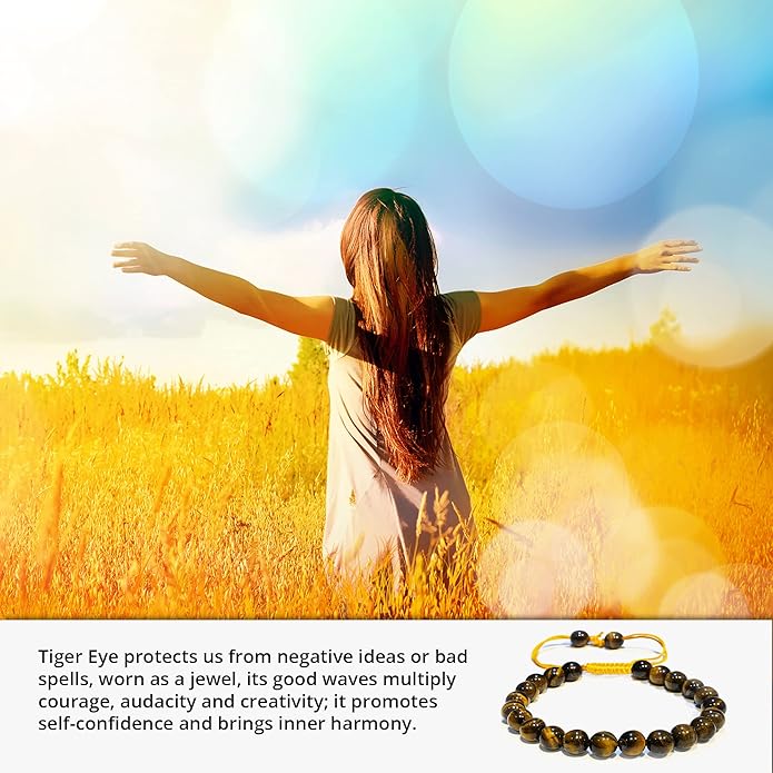 Energy Protection Crystal Handmade Adjustable Bead Bracelet Perfect for Men, Women’s Gift - Gemstone Healing Stretch Bracelet Pulsera Para Hombre Mujer Stocking Stuffer