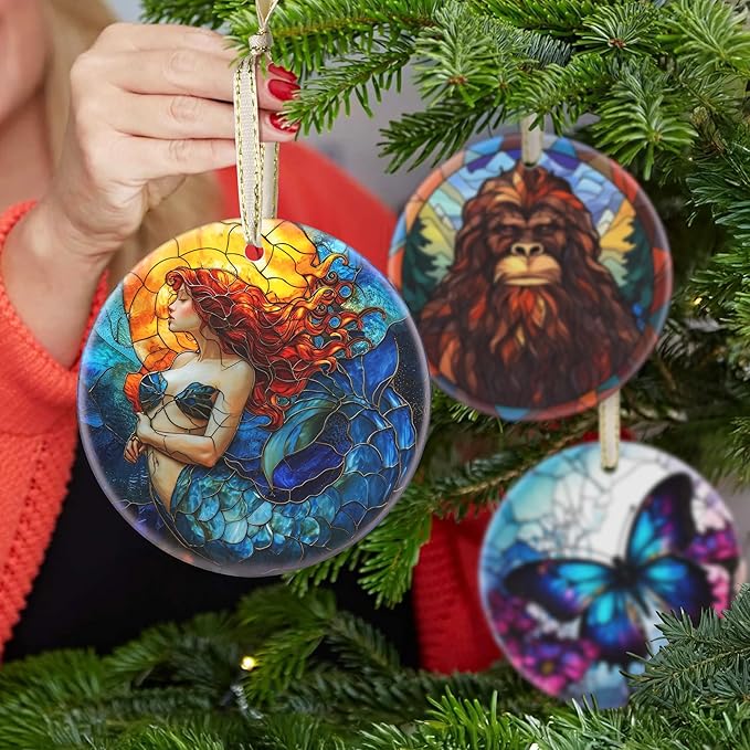 Ceramic Mermaid Hanging Ornament - Christmas Tree Decor - Gifts for Mermaid Lovers