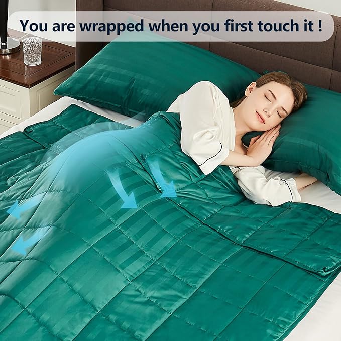 anfie Weighted Blanket, 48x72-15lb, Ultra Soft Polyester, 15lbs, Glass Beads, Cooling, Machine Washable, Modern, Abstract, Green, Adult, Unisex