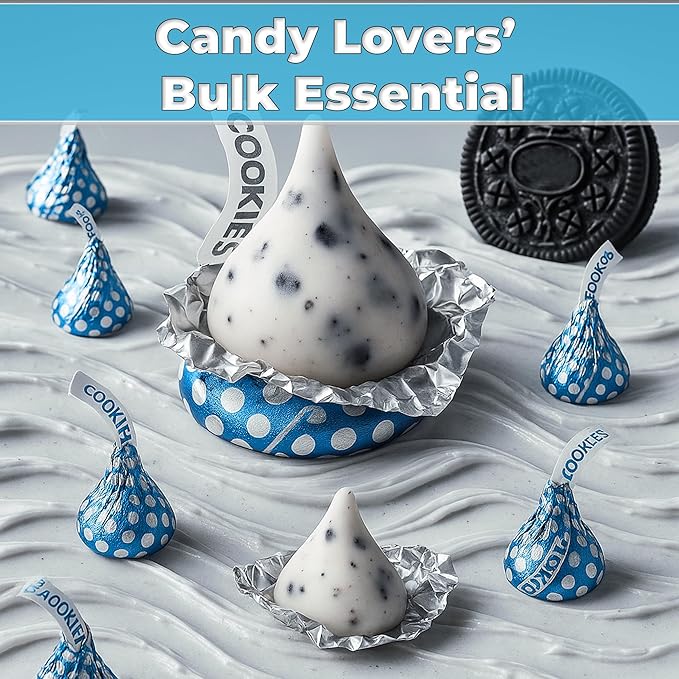 Cookies & Cream Kisses, 5lb Pack of Cookies & Cream.Chocolate Individually Wrapped, Ideal Blue Candy Bulk for Parties and Gatherings, Perfect Kisses Chocolates for Candy Buffets, Gift Baskets, and Sweet Treats