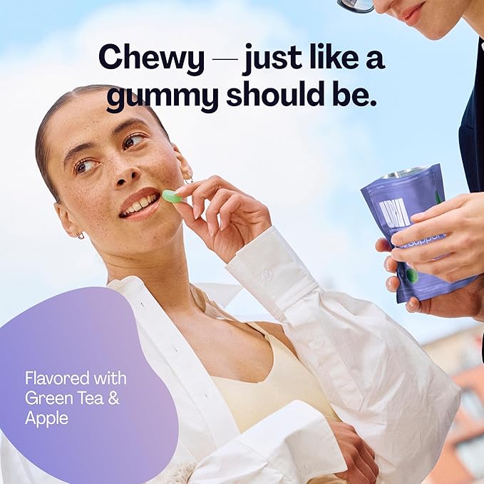 URVI® Neuro Gummies – 500mg Glycine, 150mg L-Theanine (high Potency), Vitamins B1 & B6 for Rest & Sleep, Relaxation, Calm Focus – Sugar-Free – Green Tea & Apple – 60 Count