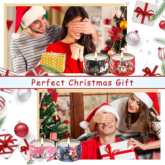 24 Pack Christmas Scented Candles Set for Home, Relaxing Stress Relief, Aromatherapy - Natural Soy Wax and Fragrance - Gifts for Women, Mom, Best Friend, Wife, Birthday