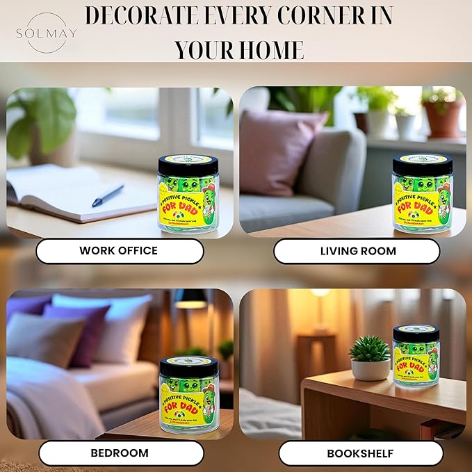 Motivational Pickle Jar for Dad – 60 Funny Affirmations & Positive Notes | Unique Gift for Fathers, Men, Coworkers | Self Care, Just Because Gift, Positive Cards, Uplifting Desk Decor