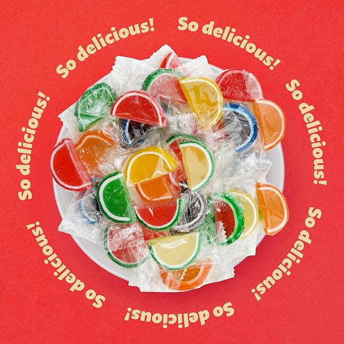Fruit Slices Jelly Candy | 1.5 Pound Pack | Assorted Flavors | Individually Wrapped Old-Fashioned Sweets