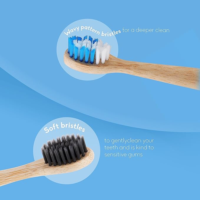 The Humble Co. Bamboo Electric Toothbrush Heads 4pk - Replacement Heads Compatible with Philips Sonicare Toothbrush, Helps Remove Plaque and Eliminate Bad Breath (Charcoal)