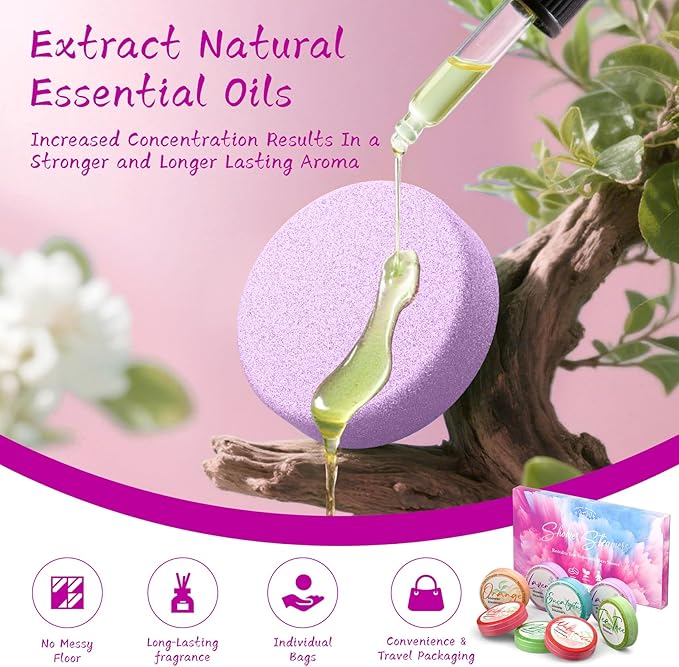 Shower Steamers Aromatherapy 8 Pack - Gifts for Women, Shower Bombs with Essential Oils, Self Care and Stress Relief Stocking Stuffers, Birthday Gifts for Women and Men. Dreamy Watercolor Style