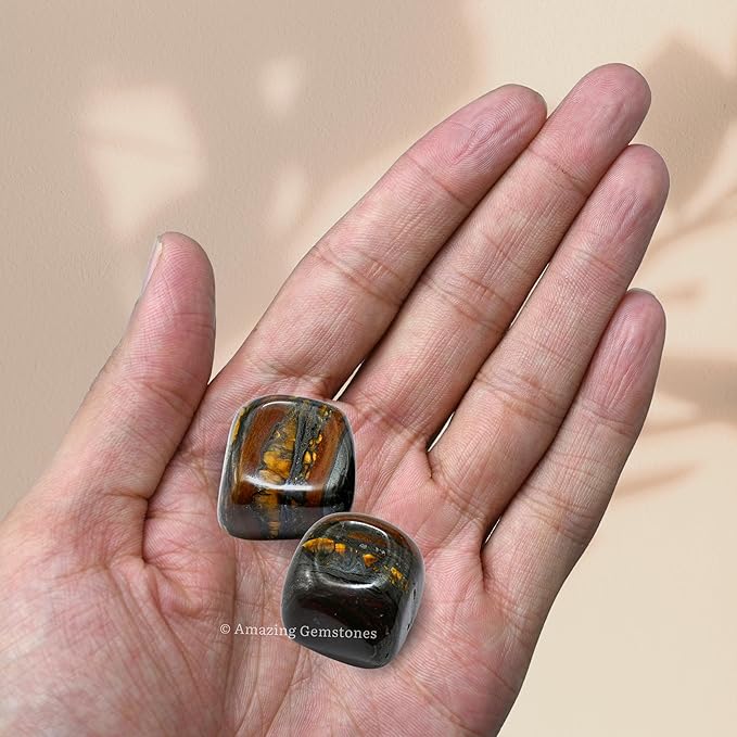 Amazing Gemstone Iron Tiger Eye Crystals and Healing Stones Tumbled - 1 oz Iron Tiger Eye Stone, Natural Healing Stones for Energy Balance, Stress Relief - Premium Polished Gems Rocks for Meditation