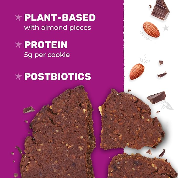 3PM Afternoon Bites Dark Chocolate Almond Functional Cookies, 15 Cookie Value Pack, Contains Protein, Postbiotics, Green Tea Extract