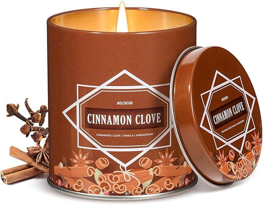 Cinnamon Clove Fall Scented Candle – 9 oz Soy Wax in Travel-Friendly Reusable Tin, Non-Toxic & Clean Burning, 50-Hour Burn – Cozy Autumn Fragrance, Holiday Gift & Fall Decor for Women & Men