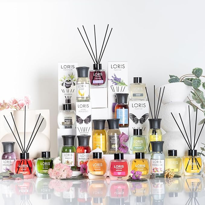 Loris Reed Diffuser - Angel - Aromatic Home Fragrance with Natural Essential Oils, 4.06 fl oz/120 mL – Long‑Lasting, Non‑Toxic, Gift Ready Scented Diffuser with Sticks for Room & Bathroom
