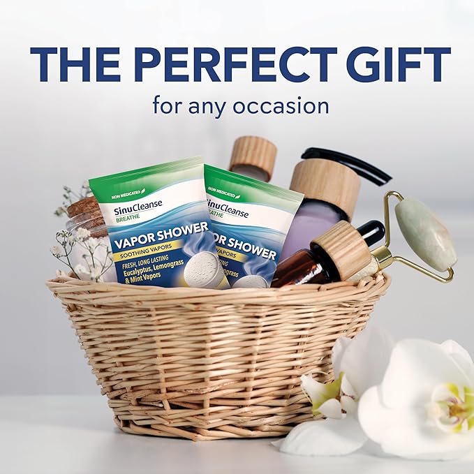 Sinucleanse Vapor Shower Steamers, All Natural Lemongrass, Eucalyptus & Mint Aromatherapy, 12 Extra Large Vapor Shower Tablets, Relaxation and Spa Gifts for Women and Men, Made in USA