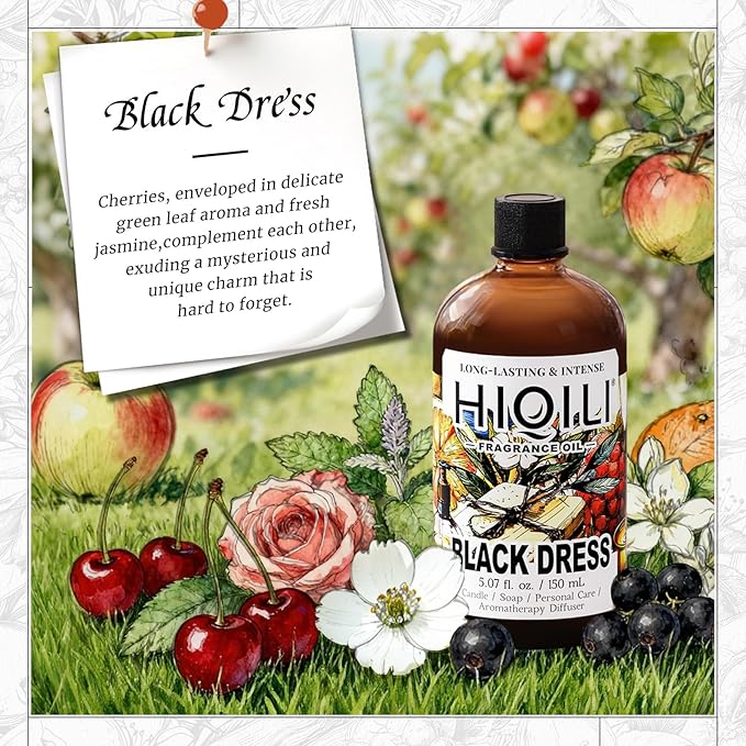 HIQILI Black Dress Fragrance Oil for Home Diffuser, Making Bath Bombs, DIY Air Refresher Spray, Sweet Scented Oil for Perfume - 5.07 Fl Oz