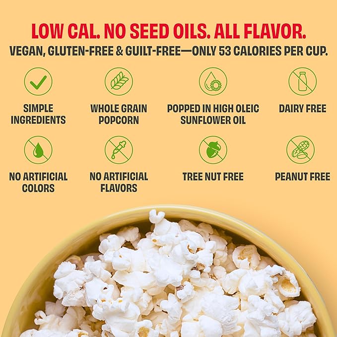 Poptime Movie Theater Butter Popcorn Snack Bags – Gourmet Flavored Popcorn Bags, Healthy Snack With Heart-Healthy Avocado Oil, Gluten Free, Vegan, Low Calorie, Non-GMO, Kosher - 4.75 oz - Pack 4