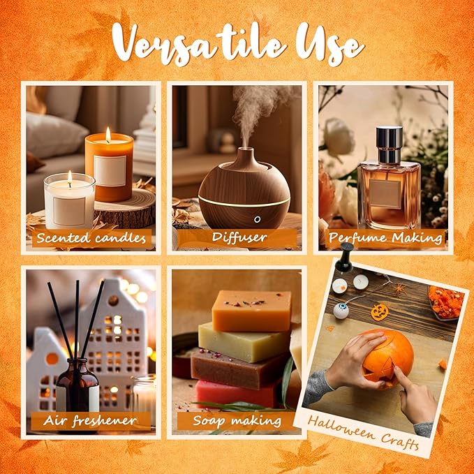 Pumpkin Spice Fragrance Oil, 100ml Fall Fragrance Oil for Diffusers for Home, Autumn Scented Oils for Candle & Soap Making, Bath Bombs, Massage - 3.38FL.OZ