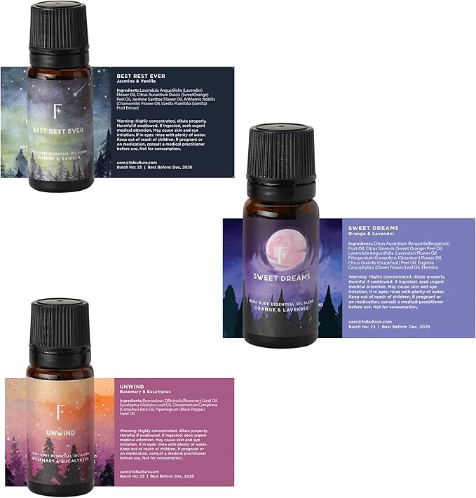 Folkulture Essential Oils for Diffuser Oil | Essential Oils Set of 3 Fragrance Oil | Diffuser Oils Scents for Home | Fragrance Oils for Diffusers - Rosemary, Eucalyptus, Lavender