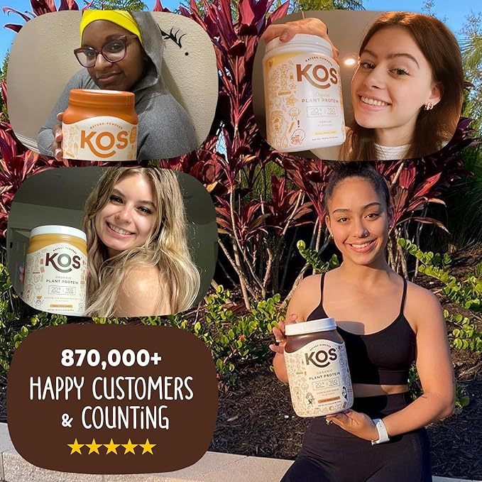 KOS Vegan Protein Powder Erythritol Free, Chocolate - Organic Pea Protein Blend, Plant Based Superfood Rich in Vitamins & Minerals - Keto, Dairy Free - Meal Replacement for Women & Men, 28 Servings