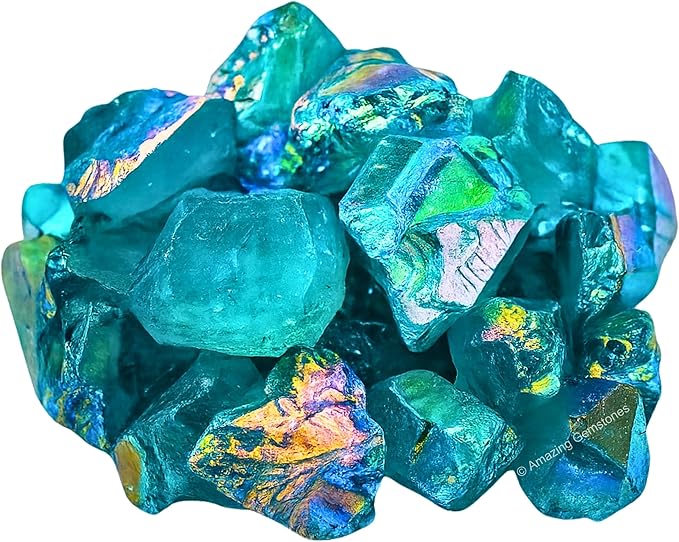 Amazing Gemstone Aqua Aura Quartz Raw Crystals and Healing Stones, Natural Rocks for Meditation - DIY Raw Stones and Crystals, 2 Pieces