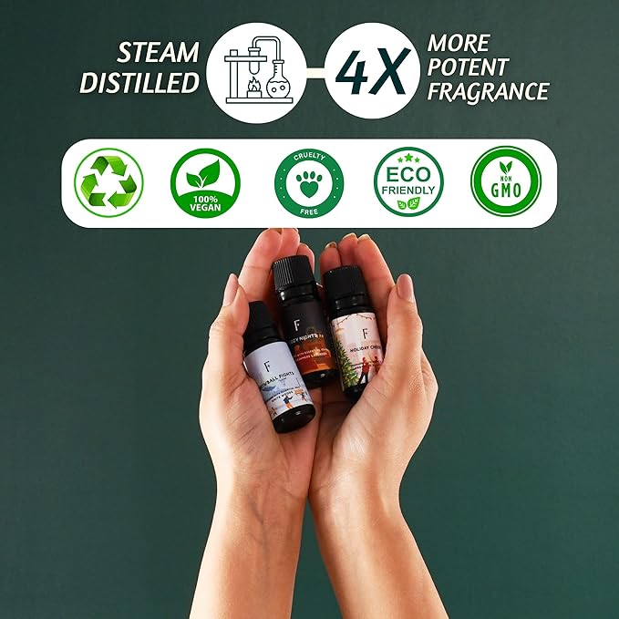 Folkulture Christmas Fragrance Oil | Pack of 3 Christmas Essential Oils Set | Scented for Diffusers for Home | Christmas Gifts | Scents - White Woods, Cashmere, Lavender - (Winter Wonderland)