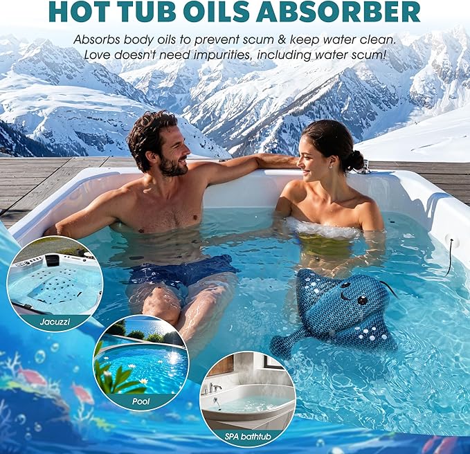 Hot-Tub-Scum-Absorber-Devilfish-Hot-Tub-Floating-Sponge-Scum-Remover Reusable-Scum-Bug-Hot-Tub-Oil-Scum-Absorbing-Sponge Keep Water Cleaner Spa & Pool Bath Scum-Hot-Tub-Accessories Adults Kids
