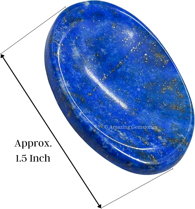Amazing Gemstone Lapis Lazuli Worry Stone, Healing Crystals - Piedra Crystal Fidget for Gift, Meditation, Calming, Relaxation, Stress Relief