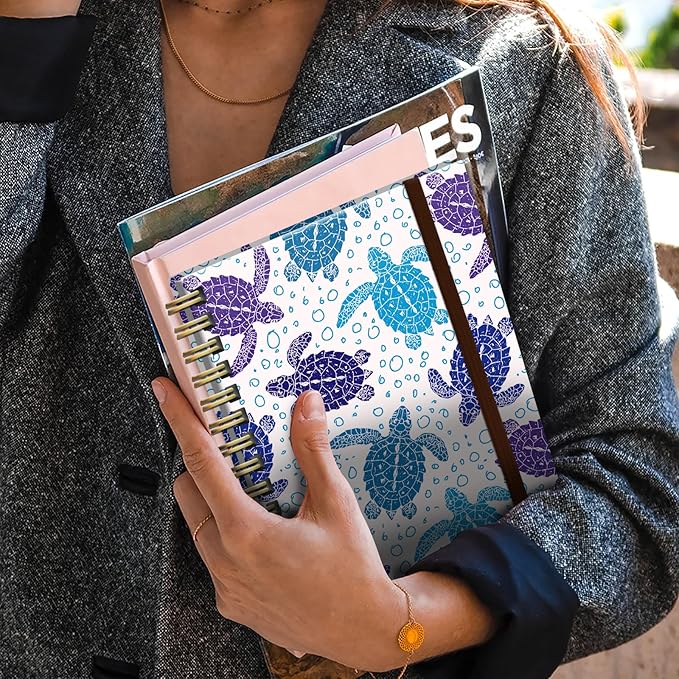 Cute Spiral Notebook, Journal for Women, Hardcover Spiral Journal, 5.5 x 8.3 Inches, 120 Pages,100gsm Paper, for Gifts Nurse Teacher Women Office Supplies(Cute turtle)