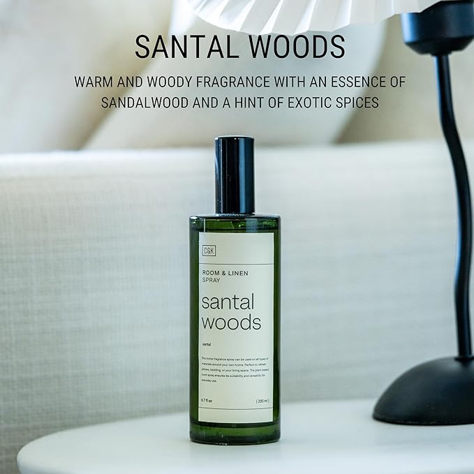 Craft & Kin Santal Woods Room Spray for Bedding, 6.76 oz, Pillow Spray, Long-Lasting Room Freshener, Soothing Aroma Mist for Home & Washroom