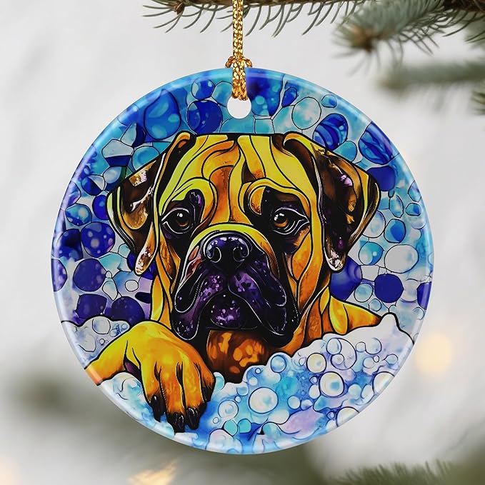 Bullmastiff Dog Ornaments, Christmas Ornaments: Christmas Tree Decorations, Holiday Decor, Stocking Stuffers, Gift Ideas, Xmas Gift, Pet Lover Gifts & Gifts for Dog Lover