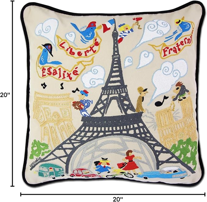 Catstudio Eiffel Tower Embroidered Decorative Throw Pillow