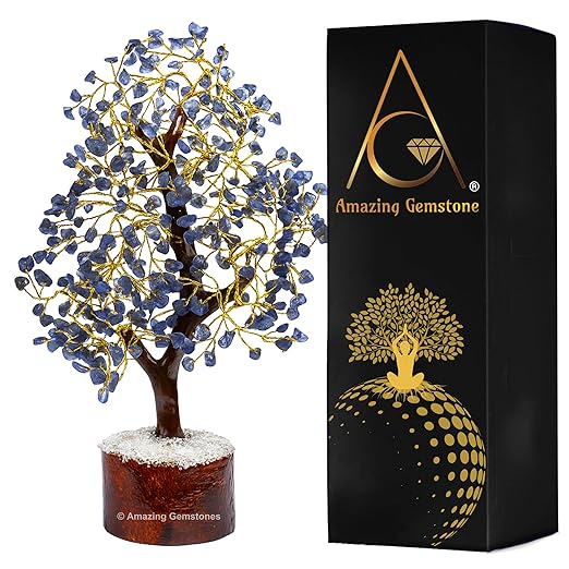 Amazing Gemstone Crystals and Healing Stones Birthday Gifts for Women - Iolite Crystal Tree of Life Home Decor Stocking Stuffers, Bookshelf, Room, Meditation Gift for Mom Dad, Unique Birthday Gifts