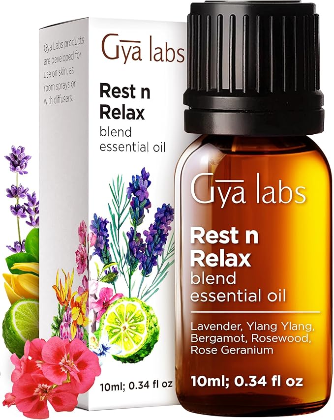 Gya Labs Rest N Relax Essential Oil Blend for Diffuser & Skin - Calming & Relaxing Oil for Massage & Aromatherapy (0.34 Fl Oz)