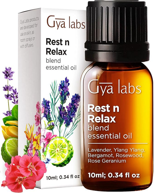 Gya Labs Rest N Relax Essential Oil Blend for Diffuser & Skin - Calming & Relaxing Oil for Massage & Aromatherapy (0.34 Fl Oz)