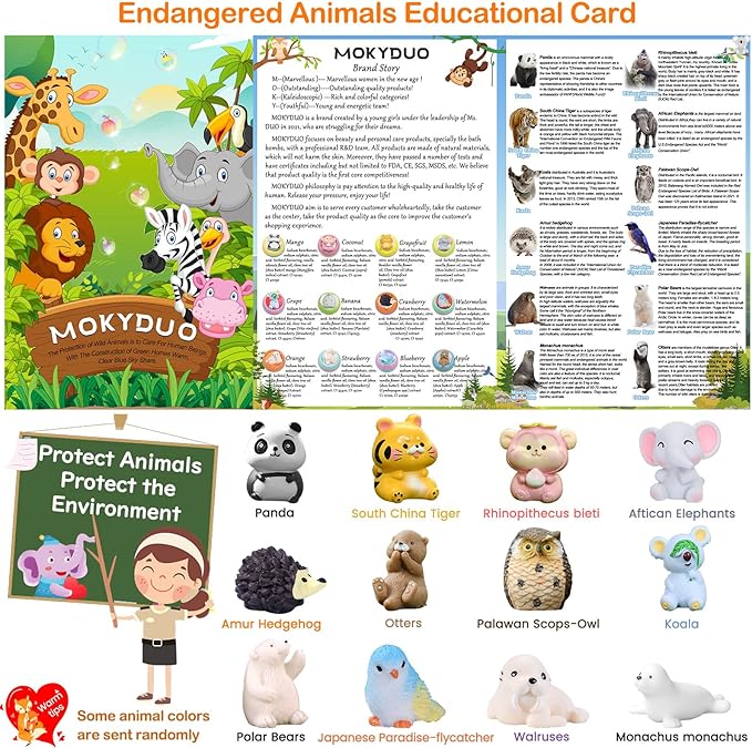 Bath Bombs for Kids with Surprise Inside,12-Pack Natural Organic Kids Bath Bombs with Endangered Animals Toys, Fun & Educational Gift, Ideal Birthday,Christmas,Children's Day Gifts kit