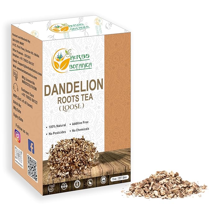 Herbs Botanica Dandelion Root Tea Natural Loose Tea Natural Dried Caffeine-Free Natural Dandelion Root cut Supports Kidney Function and Healthy Digestion, Caffeine Free 8 oz