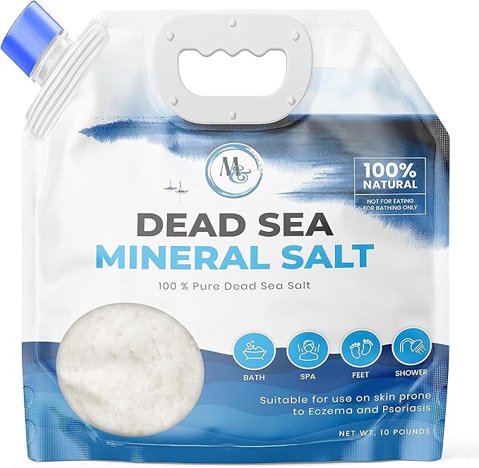 Dead Sea Salt – Dead Sea Salts for Soaking, Mineral Salt for Bath, Spa, Shower – Pure and Natural Bath Salt for Foot Soak, Inflammation, Skin Care – Unscented Fine Salt (10 LB)