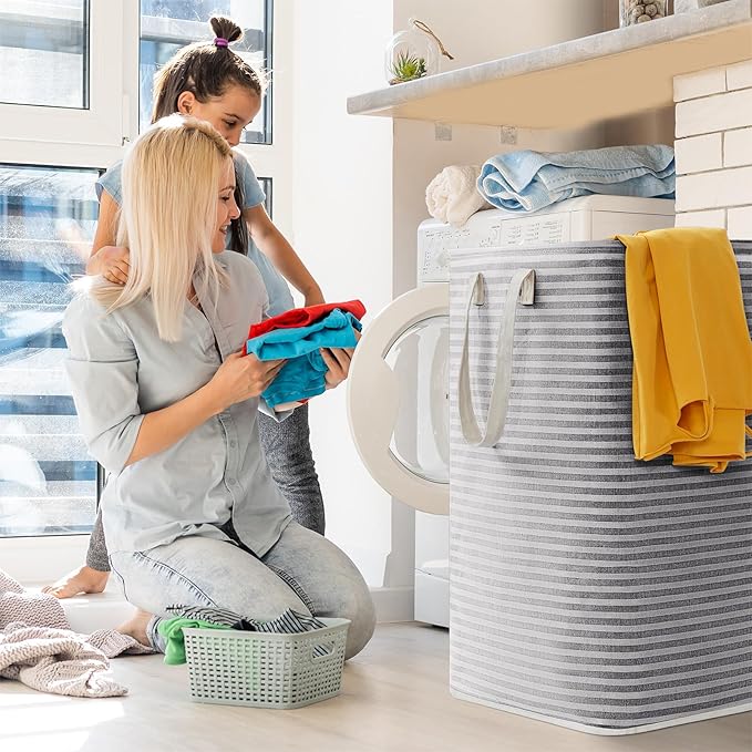 Lifewit 2 Pack Laundry Hamper Large Collapsible Laundry Baskets, Freestanding Waterproof Clothes Hamper with Easy Carry Handles in Laundry Room Bedroom Bathroom College Dorm for Adults, Black, 2 x 80L