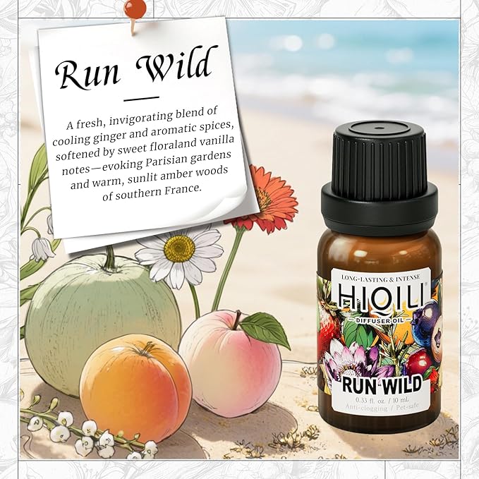 HIQILI Run Wild Diffuser Oil for Aromatherapy, Inspired by C&K's Escap.e, Essential Oil Diffuser, DIY Perfume, New Car Scents - 0.34 Fl Oz
