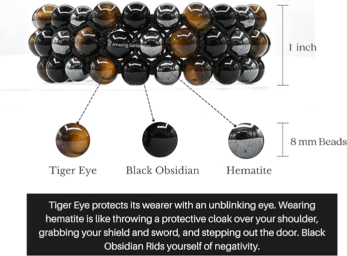 Natural Healing Crystal Bracelet for Women - Mens Bracelet Energy Balancing Gemstones Set - Adjustable Stone Bead Bracelet for Men and Women - Chakra Crystal Therapy Accessory, Meditation