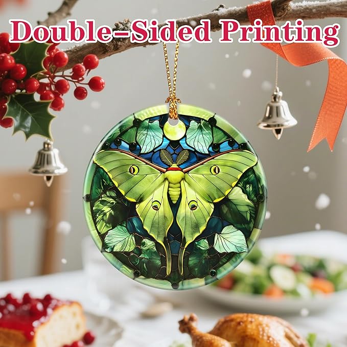 Christmas Ornament, Christmas Decoration, Ceramic-Style Luna Moth Ornament, Heirloom Keepsakes, Holiday Ornaments, Holiday Presents, Unique Xmas Gifts, Gift Exchange Ornaments, Gift Idea